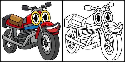 motocicleta con vehículo de cara para colorear ilustración vector