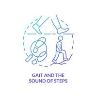 Gait and sound of steps blue gradient concept icon. Behavioural measurement abstract idea thin line illustration. Footsteps analysis. Isolated outline drawing. vector