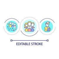 Teambuilding loop concept icon. HR management. Choose effective employees. Company staff abstract idea thin line illustration. Isolated outline drawing. Editable stroke. vector