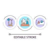 Urban development loop concept icon. City architecture and infrastructure. Citizens life satisfaction abstract idea thin line illustration. Isolated outline drawing. Editable stroke. vector