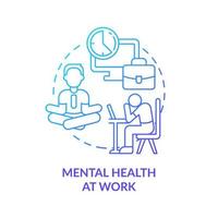 Mental health at work blue gradient concept icon. Employee stress reducing. Trend in psychology abstract idea thin line illustration. Isolated outline drawing. vector