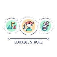 Child developmental milestones loop concept icon. Logical thinking skill abstract idea thin line illustration. Problem solving. Isolated outline drawing. Editable stroke. vector