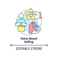 Value-based selling concept icon. Sales trend abstract idea thin line illustration. Wise purchase decisions of customer. Isolated outline drawing. Editable stroke. vector