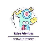 Raise priorities concept icon. Communication component abstract idea thin line illustration. Increase sales productivity. Isolated outline drawing. Editable stroke. vector