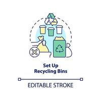 Set up recycling bins concept icon. Become zero waste company abstract idea thin line illustration. Collection containers. Isolated outline drawing. Editable stroke. vector