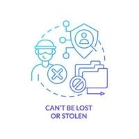 Cant be lost and stolen blue gradient concept icon. Biometric authentication abstract idea thin line illustration. Advanced security system. Isolated outline drawing. vector