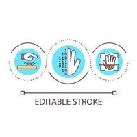 Palm vein scan loop concept icon. Biometric security method abstract idea thin line illustration. Authentication process. Hand scanner. Isolated outline drawing. Editable stroke. vector