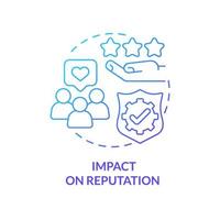 Impact on reputation blue gradient concept icon. Importance of business ethics abstract idea thin line illustration. Customer loyalty. Isolated outline drawing. vector