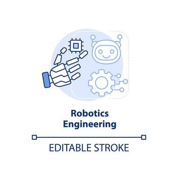 icono de concepto azul claro de ingeniería robótica. ilustración de línea delgada de idea abstracta de habilidad tecnológica de moda. Ciencias de la Computación. dibujo de contorno aislado. trazo editable. vector