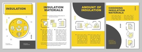 Building insulation yellow brochure template. Thermal control. Leaflet design with linear icons. Editable 4 vector layouts for presentation, annual reports.