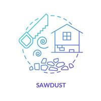 Sawdust blue gradient concept icon. Alternative building material abstract idea thin line illustration. Eco-friendly solution for waste. Isolated outline drawing. vector