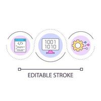 Writing code loop concept icon. Creating algorithm of equipment work. Programming skill abstract idea thin line illustration. Isolated outline drawing. Editable stroke. vector