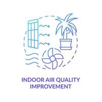 Indoor air quality improvement blue gradient concept icon. Eco-friendly architecture principle abstract idea thin line illustration. Isolated outline drawing. vector