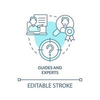 Guides and experts turquoise concept icon. Knowledge and expertise. Type of creators abstract idea thin line illustration. Isolated outline drawing. Editable stroke. vector