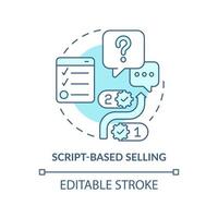 Script-based selling turquoise concept icon. Sales strategy abstract idea thin line illustration. Canned selling. Isolated outline drawing. Editable stroke. vector