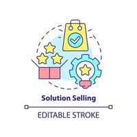 Solution selling concept icon. Solving business issues abstract idea thin line illustration. Overcome problems. Isolated outline drawing. Editable stroke. vector