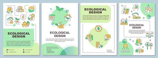 Ecological urban design brochure template. Biodiversity conservation. Leaflet design with linear icons. 4 vector layouts for presentation, annual reports.