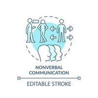 Nonverbal communication turquoise concept icon. Manual language abstract idea thin line illustration. Communication type. Isolated outline drawing. Editable stroke. vector