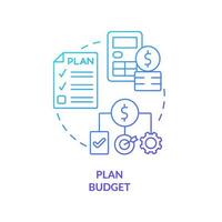 Plan budget blue gradient concept icon. Projects financial provision. Government budgeting type abstract idea thin line illustration. Isolated outline drawing. vector