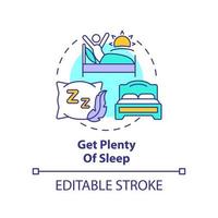 Get plenty of sleep concept icon. Get enough rest to stay energized. Road trip tip abstract idea thin line illustration. Isolated outline drawing. Editable stroke. vector