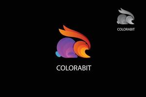 Color Rabbit Vector Logo Template on black background. This logo a professional clean and elegant can be used for design studios, agencies architectural, marketing, software development and app, etc.