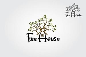 tree house es un logotipo ilustrativo, elegante, natural, moderno para negocios relacionados con el cuidado del medio ambiente que puede usarse para una empresa multipropósito. vector