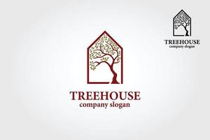plantilla de logotipo de vector de casa de árbol. este diseño de logotipo para todos los negocios creativos. consultoría, excelente logotipo, concepto simple y único.