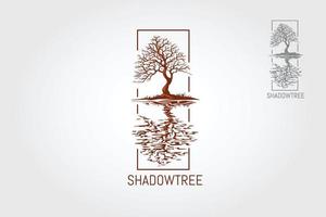 Ilustración del logotipo del vector del árbol de la sombra. este hermoso árbol es símbolo de vida, belleza, crecimiento, fuerza, buena salud, reciclaje, asociaciones medioambientales, negocio del paisaje, etc.