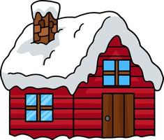 Winter House Cartoon Colored Clipart Illustration vector