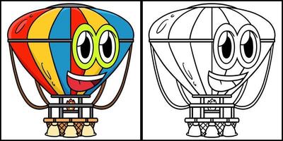 globo aerostático con cara de vehículo para colorear vector