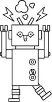 line drawing cartoon robot vector