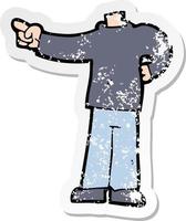 retro distressed sticker of a cartoon pointing body vector