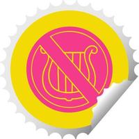 circular peeling sticker cartoon no music allowed sign vector