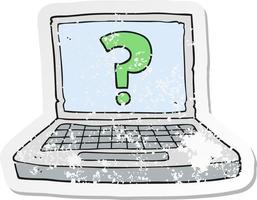 retro distressed sticker of a cartoon internet search vector