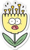 sticker of a cartoon shocked flower vector