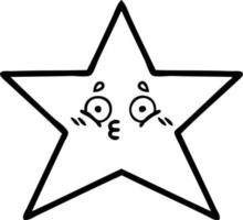 line drawing cartoon gold star vector