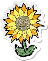 retro distressed sticker of a cartoon flower vector