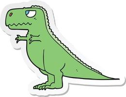 sticker of a cartoon dinosaur vector