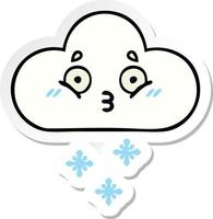 pegatina de una linda nube de nieve de dibujos animados vector