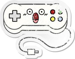 distressed sticker of a cute cartoon game controller vector