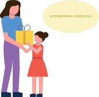 Daughter giving gift to her mother on women's day. vector