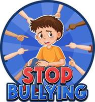 Stop Bullying text with cartoon character vector