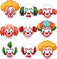 Set of clown facial expression vector