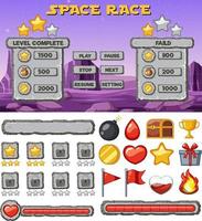 Space game background template and elements vector