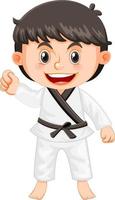 un niño con uniforme de taekwondo vector