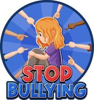 Stop Bullying text with cartoon character vector