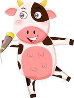 A cow singing cartoon character vector