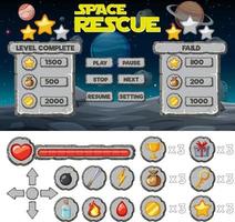 Space game background template and elements vector