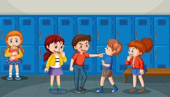 School bullying with student cartoon characters vector