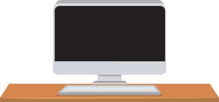 monitor de computadora en el escritorio vector